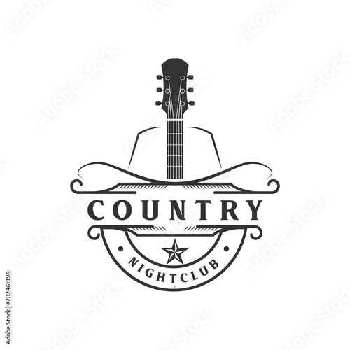 Dekoracja na wymiar  country-guitar-music-dla-projektu-logo-western-saloon-bar-cowboy