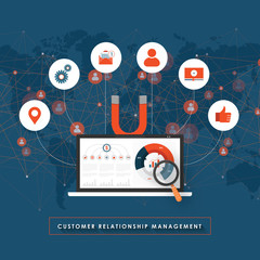 Wall Mural - CRM - Customer relationship management isometric concept. Vector illustration