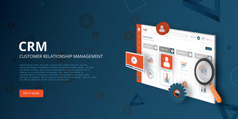 Wall Mural - CRM - Customer relationship management isometric concept. Vector illustration