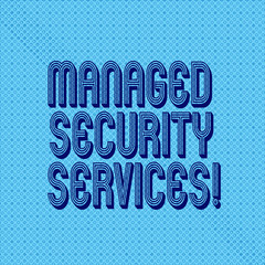 Poster - Handwriting text writing Managed Security Services. Concept meaning approach in analysisaging clients security needs Seamless Dots Tiny Loop Rings Scattered Circle photo Blank Copy Space