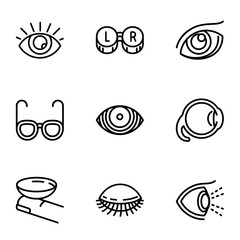 Poster - Eye human icon set. Outline set of 9 eye human vector icons for web design isolated on white background