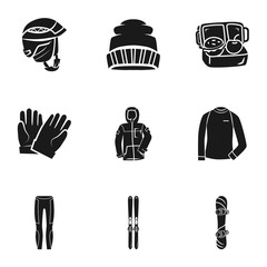Poster - Snowboarding equipment icon set. Simple set of 9 snowboarding equipment vector icons for web design isolated on white background