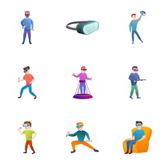 Poster - Vr goggles icon set. Cartoon set of 9 vr goggles vector icons for web design isolated on white background