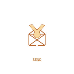 Poster - send concept 2 colored icon. simple line element illustration. outline brown send symbol. can be use