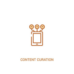 Poster - content curation concept 2 colored icon. simple line element illustration. outline brown content cur