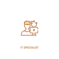 Poster - it specialist concept 2 colored icon. simple line element illustration. outline brown it specialist 