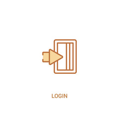 login concept 2 colored icon. simple line element illustration. outline brown login symbol. can be used for web and mobile ui/ux.