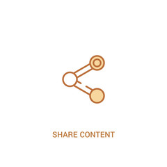 Poster - share content concept 2 colored icon. simple line element illustration. outline brown share content 