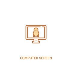 Poster - computer screen linux concept 2 colored icon. simple line element illustration. outline brown comput