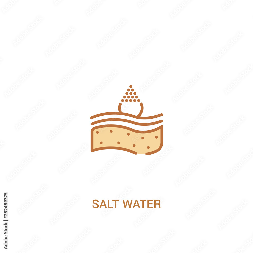 Salt Simple Line salt water concept 2 colored icon. simple line element illustration ...