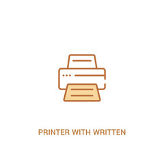 Poster - printer with written paper concept 2 colored icon. simple line element illustration. outline brown p