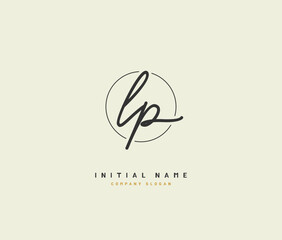 Wall Mural - L P LP Beauty vector initial logo, handwriting logo of initial signature, wedding, fashion, jewerly, boutique, floral and botanical with creative template for any company or business.