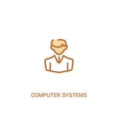 Poster - computer systems analyst concept 2 colored icon. simple line element illustration. outline brown com