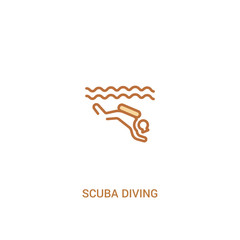 Wall Mural - scuba diving concept 2 colored icon. simple line element illustration. outline brown scuba diving symbol. can be used for web and mobile ui/ux.