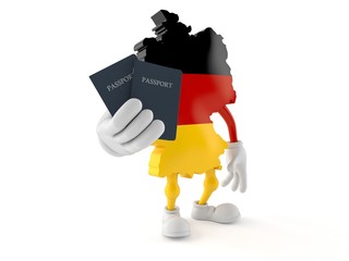 Sticker - German character holding passports