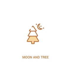 moon and tree concept 2 colored icon. simple line element illustration. outline brown moon and tree symbol. can be used for web and mobile ui/ux.