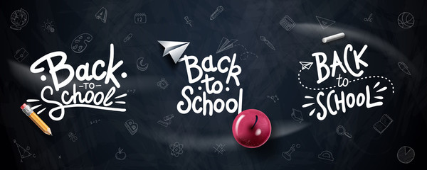 back to school typography. vector badges, labels and logos. school background. hand drawn lettering.