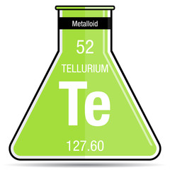 Sticker - Tellurium symbol on chemical flask. Element number 52 of the Periodic Table of the Elements - Chemistry