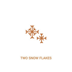 Wall Mural - two snow flakes concept 2 colored icon. simple line element illustration. outline brown two snow flakes symbol. can be used for web and mobile ui/ux.