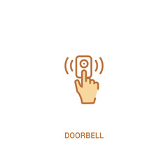 Wall Mural - doorbell concept 2 colored icon. simple line element illustration. outline brown doorbell symbol. can be used for web and mobile ui/ux.