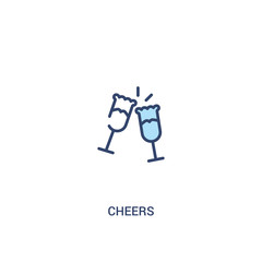 Wall Mural - cheers concept 2 colored icon. simple line element illustration. outline blue cheers symbol. can be used for web and mobile ui/ux.