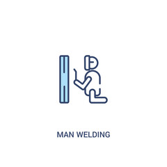 Wall Mural - man welding concept 2 colored icon. simple line element illustration. outline blue man welding symbol. can be used for web and mobile ui/ux.