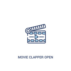 Poster - movie clapper open concept 2 colored icon. simple line element illustration. outline blue movie clap