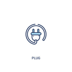 plug concept 2 colored icon. simple line element illustration. outline blue plug symbol. can be used for web and mobile ui/ux.