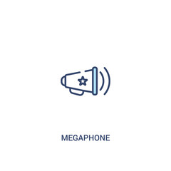 Wall Mural - megaphone concept 2 colored icon. simple line element illustration. outline blue megaphone symbol. can be used for web and mobile ui/ux.