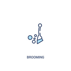 Poster - brooming concept 2 colored icon. simple line element illustration. outline blue brooming symbol. can