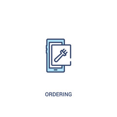 ordering concept 2 colored icon. simple line element illustration. outline blue ordering symbol. can be used for web and mobile ui/ux.