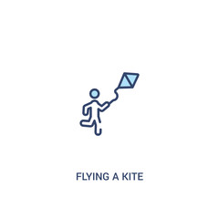 Wall Mural - flying a kite concept 2 colored icon. simple line element illustration. outline blue flying a kite symbol. can be used for web and mobile ui/ux.