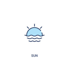 Wall Mural - sun concept 2 colored icon. simple line element illustration. outline blue sun symbol. can be used for web and mobile ui/ux.