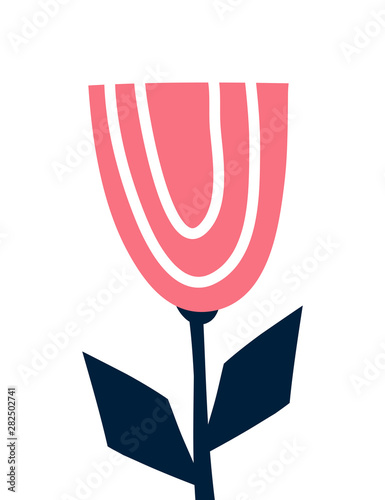 Plakat Kwiat w stylu skandynawskim druku wektorowego.