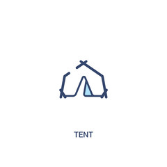 Wall Mural - tent concept 2 colored icon. simple line element illustration. outline blue tent symbol. can be used for web and mobile ui/ux.