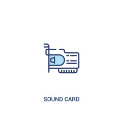 Poster - sound card concept 2 colored icon. simple line element illustration. outline blue sound card symbol.