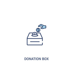 donation box concept 2 colored icon. simple line element illustration. outline blue donation box symbol. can be used for web and mobile ui/ux.