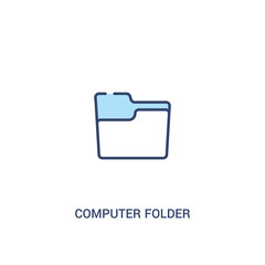 Wall Mural - computer folder concept 2 colored icon. simple line element illustration. outline blue computer folder symbol. can be used for web and mobile ui/ux.