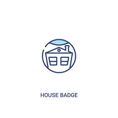 Wall Mural - house badge concept 2 colored icon. simple line element illustration. outline blue house badge symbol. can be used for web and mobile ui/ux.