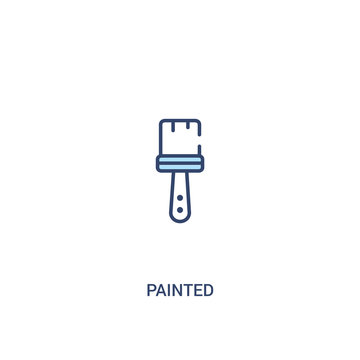 painted concept 2 colored icon. simple line element illustration. outline blue painted symbol. can be used for web and mobile ui/ux.