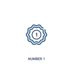 number 1 concept 2 colored icon. simple line element illustration. outline blue number 1 symbol. can be used for web and mobile ui/ux.