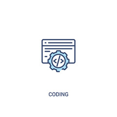 coding concept 2 colored icon. simple line element illustration. outline blue coding symbol. can be used for web and mobile ui/ux.