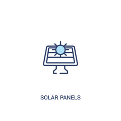 Wall Mural - solar panels concept 2 colored icon. simple line element illustration. outline blue solar panels symbol. can be used for web and mobile ui/ux.