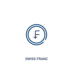 Wall Mural - swiss franc concept 2 colored icon. simple line element illustration. outline blue swiss franc symbol. can be used for web and mobile ui/ux.