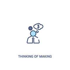 thinking of making money concept 2 colored icon. simple line element illustration. outline blue thinking of making money symbol. can be used for web and mobile ui/ux.