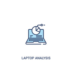 Wall Mural - laptop analysis concept 2 colored icon. simple line element illustration. outline blue laptop analysis symbol. can be used for web and mobile ui/ux.