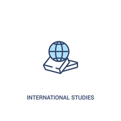 international studies concept 2 colored icon. simple line element illustration. outline blue international studies symbol. can be used for web and mobile ui/ux.