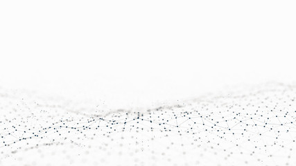 Fototapete - Abstract 3d rendering futuristic dots and lines. computer geometric digital connection structure. Futuristic black abstract grid. Plexus with particles. Intelligence artificial