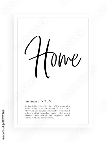 Fotomural Minimalist Wording Design, Home definition, Wall Decor, Wall Decals Vector, Home
