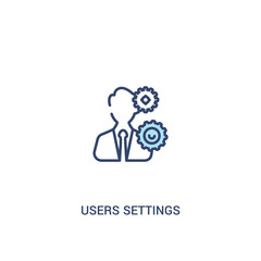 Poster - users settings concept 2 colored icon. simple line element illustration. outline blue users settings